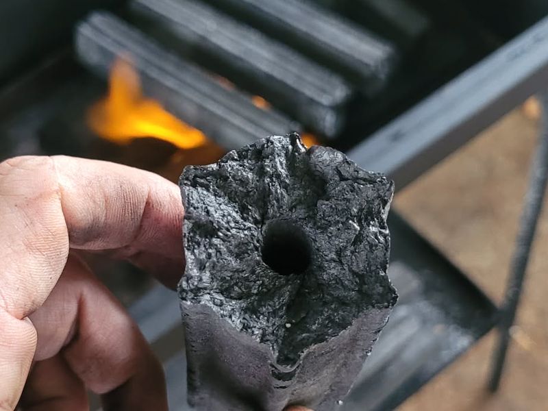 Hexagonal sawdust briquettes